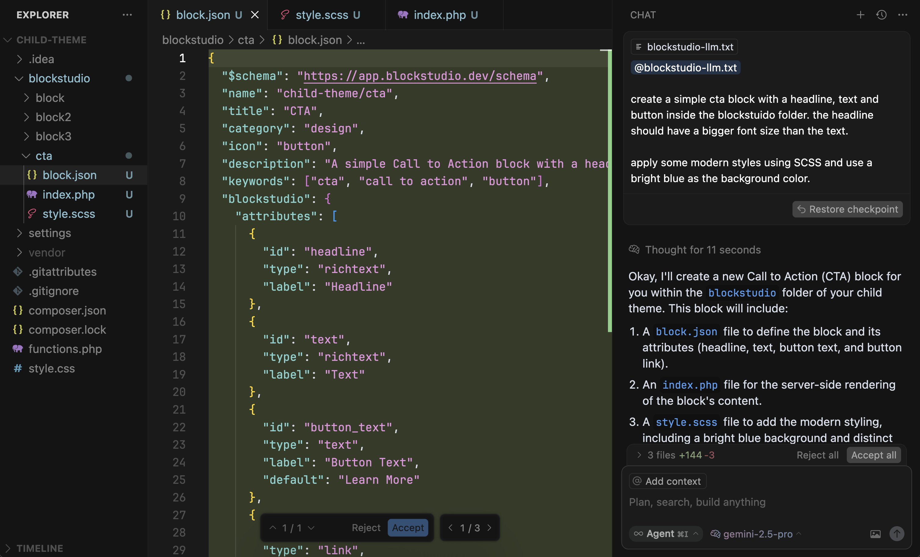 Blockstudio with cursor