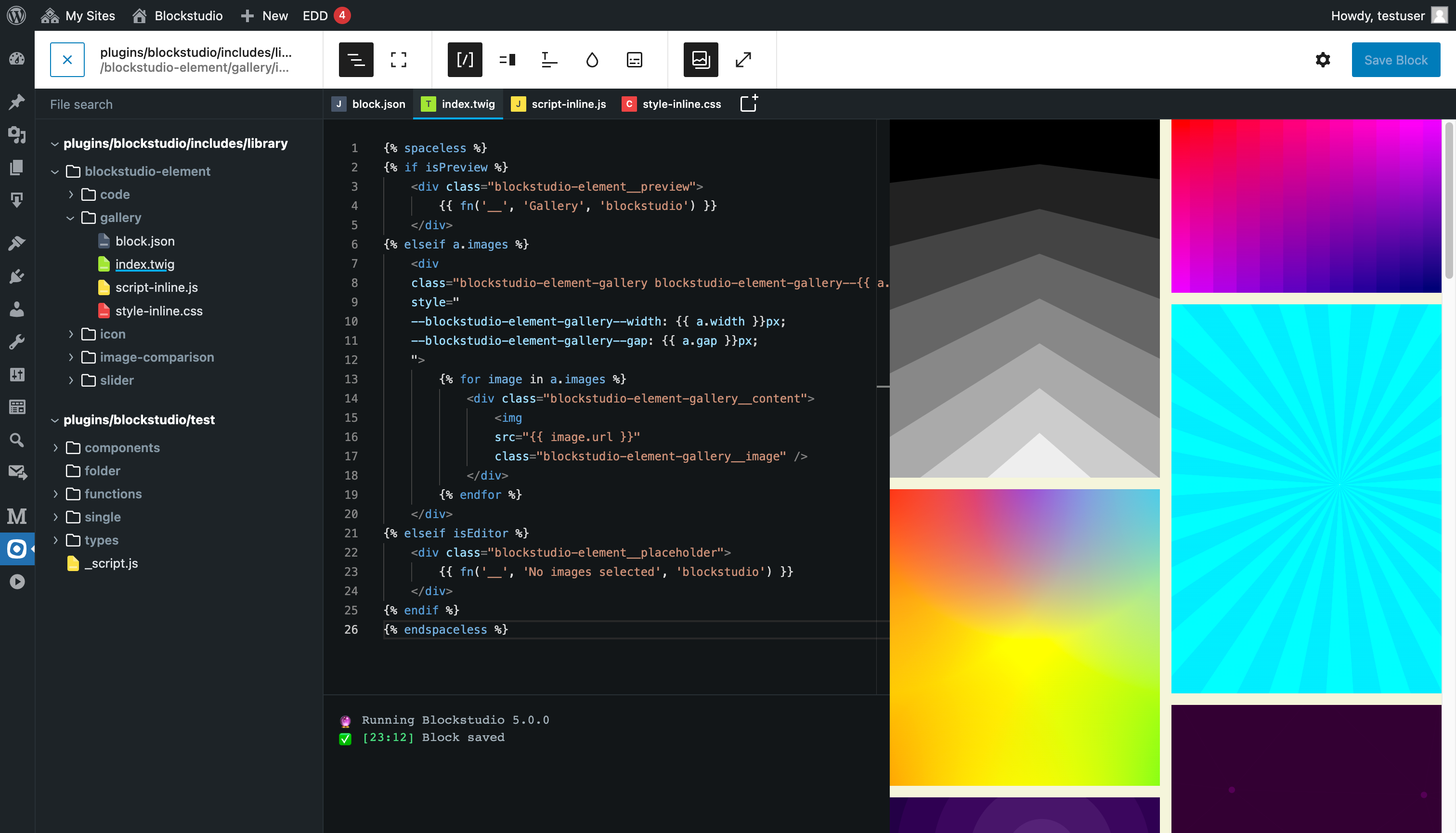 blockstudio editor